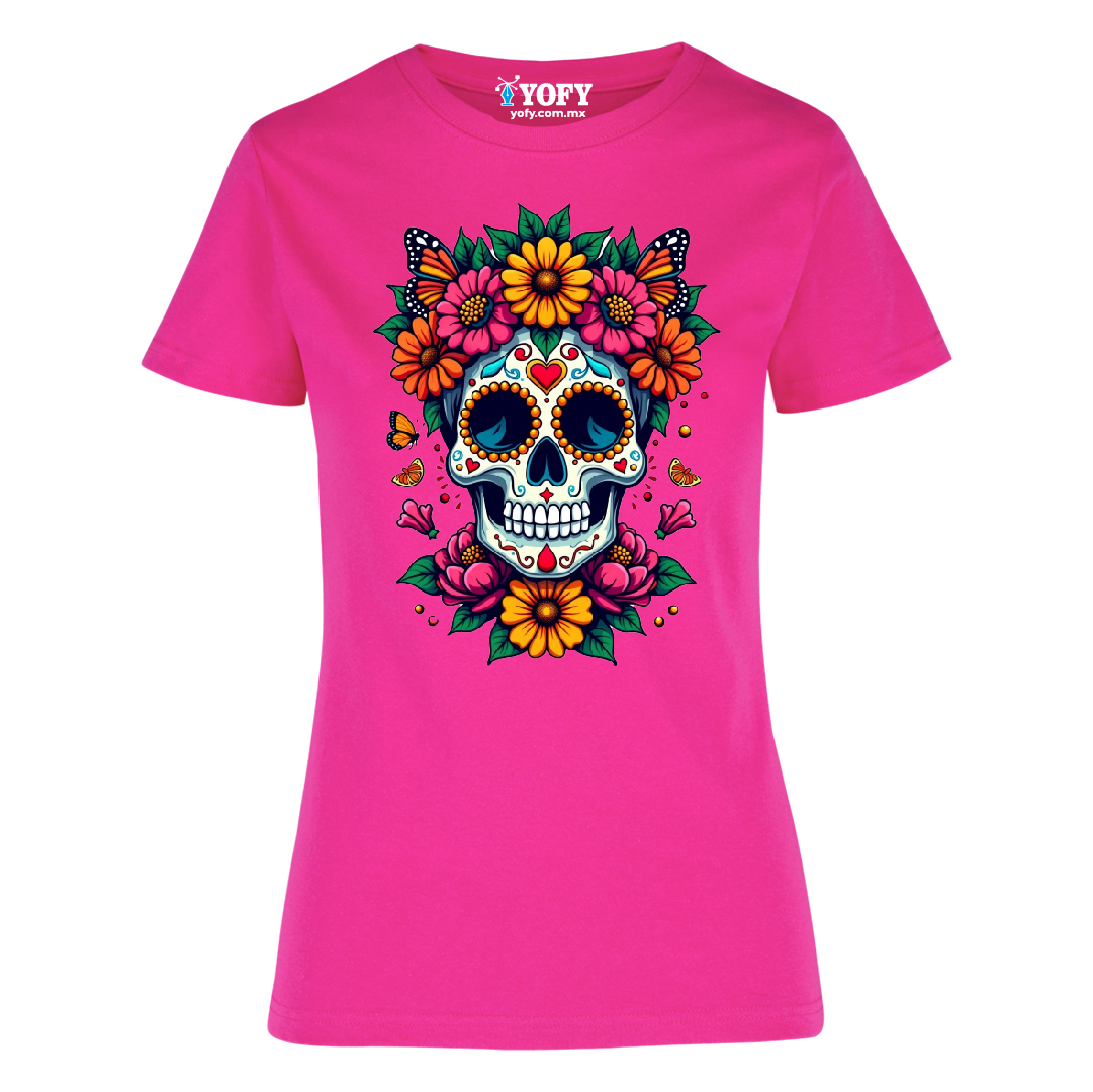 Playera Calavera Floral de Azúcar