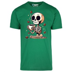Playera Premium: El Esqueleto Coffee Lover
