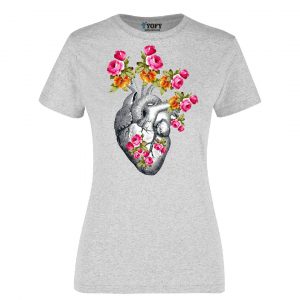 Playera de Dama "Corazón de Flores" - Colección Yofy