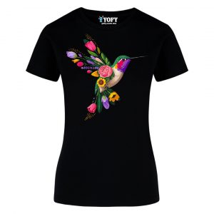 Playera de Dama "Colibrí de Flores" – Colección Yofy